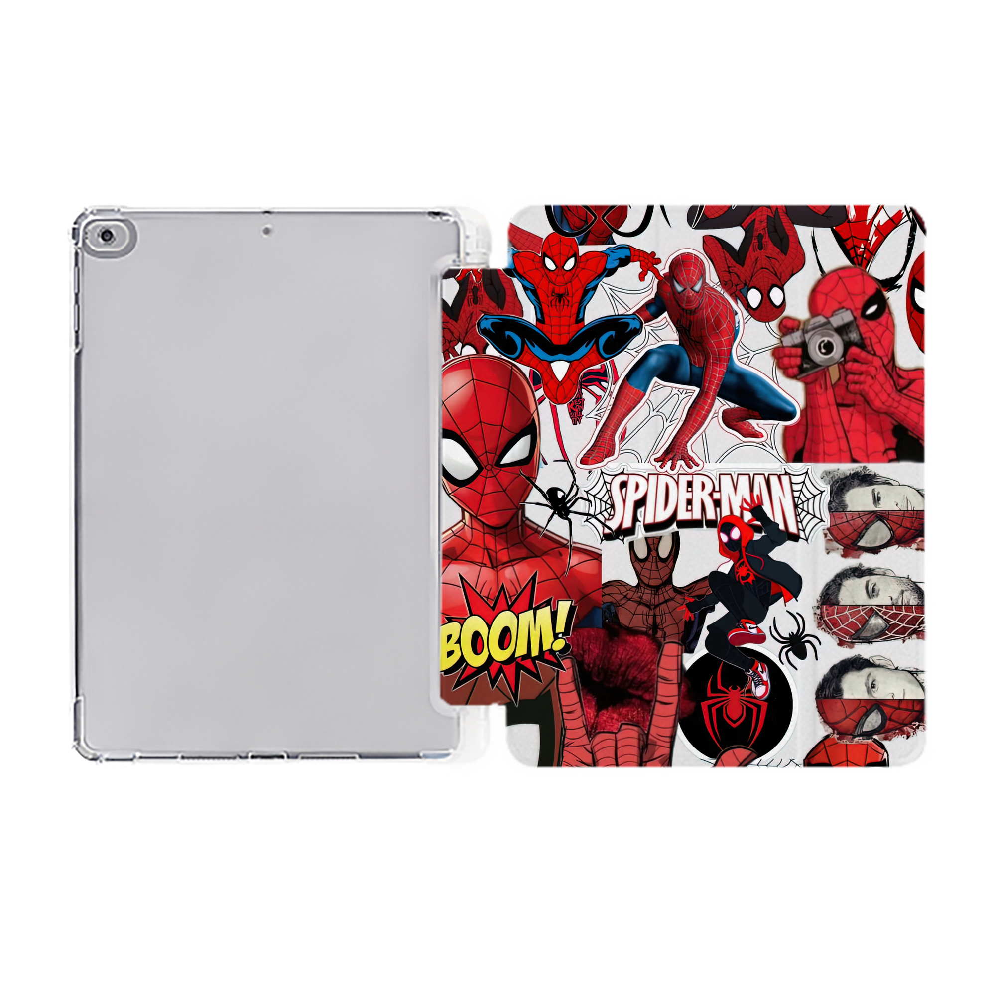 （画像用） Spider Man スパイダーマン IPad ケース ペン収納付き 三つ折りスタンド PUレザー×シリコン 対応機種9.5/10.5/10.9インチ